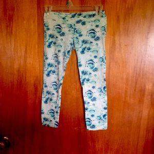 Floral print blue leggings